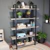 Sunnydaze 5-Tier Industrial Style Bookshelf with Open Shelves and Veneer Finish – Oak Gray(Oak Gray)