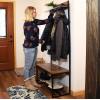 Sunnydaze 67-Inch H Industrial-Style Hall Tree with Coat Rack, Shoe Bench – Wood Look with Powder-Coated Steel Frame – Brown