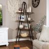 Sunnydaze 68.5-Inch H 4-Tier Industrial-Style A-Frame Ladder Shelf – MDP Shelves with Powder-Coated Steel Frame – Brown