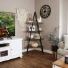 Sunnydaze 68.5-Inch H 4-Tier Industrial-Style A-Frame Ladder Shelf – MDP Shelves with Powder-Coated Steel Frame – Brown