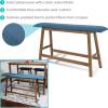 Sunnydaze Counter-Height Solid Rubberwood Backless Dining Bench – Weathered Oak Finish with Blue Cushion