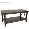 Sunnydaze Dark Wood Coffee Table with Storage Shelf – Indoor Solid Pine Wood Center Table for Living Room – Dark Brown – 43.5″ W