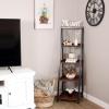 Sunnydaze Indoor 4-Tier Leaning Ladder Shelf Bookcase – Acacia Wood – for Office, Living Room, or Bedroom – 59.75″ H