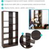 Sunnydaze Rosalee 67-Inch H 9-Tier Open-Back Bookshelf – 9 Staggered Shelves – for Living Room or Home Office – Coffee Brown
