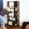 Sunnydaze Rosalee 67-Inch H 9-Tier Open-Back Bookshelf – 9 Staggered Shelves – for Living Room or Home Office – Coffee Brown