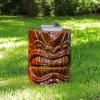 Sunnydaze Tropical Tiki Head Ceramic Garden Stool Side Table with Wood-Look Finish – Indoor or Outdoor Use – 17.25-Inch H