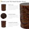 Sunnydaze Tropical Tiki Head Ceramic Garden Stool Side Table with Wood-Look Finish – Indoor or Outdoor Use – 17.25-Inch H