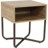 Sunnydaze 19.75-Inch H Open Shelf MDP Industrial-Style Nightstand with Powder-Coated Steel Cross Base – Brown