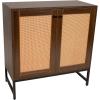 Sunnydaze 2-Door Rattan Storage Cabinet – Sideboard Buffet Cabinet with Adjustable Shelf and Rattan Doors – Oak Wood Look – Dark Brown(Dark Brown)