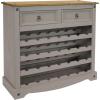 Sunnydaze 34.5-Inch H 28-Bottle Solid Pine Wine Rack Table – Four 7-Bottle Rows – 2 Drawers – Zinc Alloy Drawer Pulls – Gray