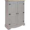 Sunnydaze 43-Inch H 2-Door, 2-Shelf Solid Pine Kitchen Pantry Cabinet – Zinc Alloy Hinges and Door Pulls – Gray
