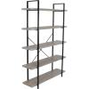 Sunnydaze 5-Tier Industrial Style Bookshelf with Open Shelves and Veneer Finish – Oak Gray(Oak Gray)