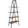 Sunnydaze 68.5-Inch H 4-Tier Industrial-Style A-Frame Ladder Shelf – MDP Shelves with Powder-Coated Steel Frame – Brown