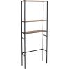 Sunnydaze 71-Inch 3-Tier Industrial Style Over-The-Toilet Storage Shelf – Veneer Finish and Black Iron Frame – Teak Color(Teak)