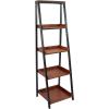 Sunnydaze Indoor 4-Tier Leaning Ladder Shelf Bookcase – Acacia Wood – for Office, Living Room, or Bedroom – 59.75″ H