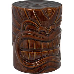 Sunnydaze Tropical Tiki Head Ceramic Garden Stool Side Table with Wood-Look Finish – Indoor or Outdoor Use – 17.25-Inch H