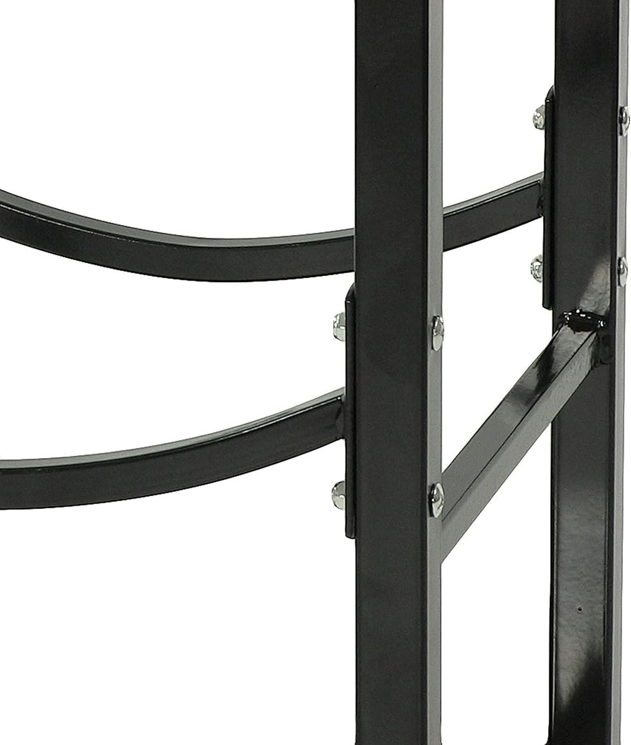 imageSunnydaze 32quot Indoor Firewood Rack with Hooks for Tools Outdoor Fireplace Log Holder for Wood Storage 200lb Capacity BlackBlack