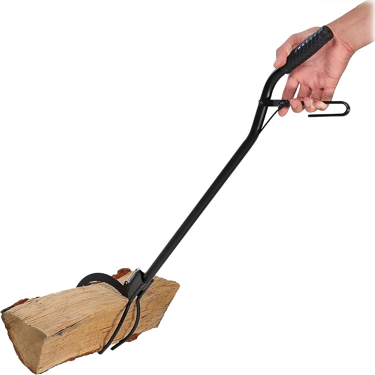 imageSunnydaze 36Inch Log Grabber Tongs Outdoor Fire Pit Tongs Spring Lever Action Black