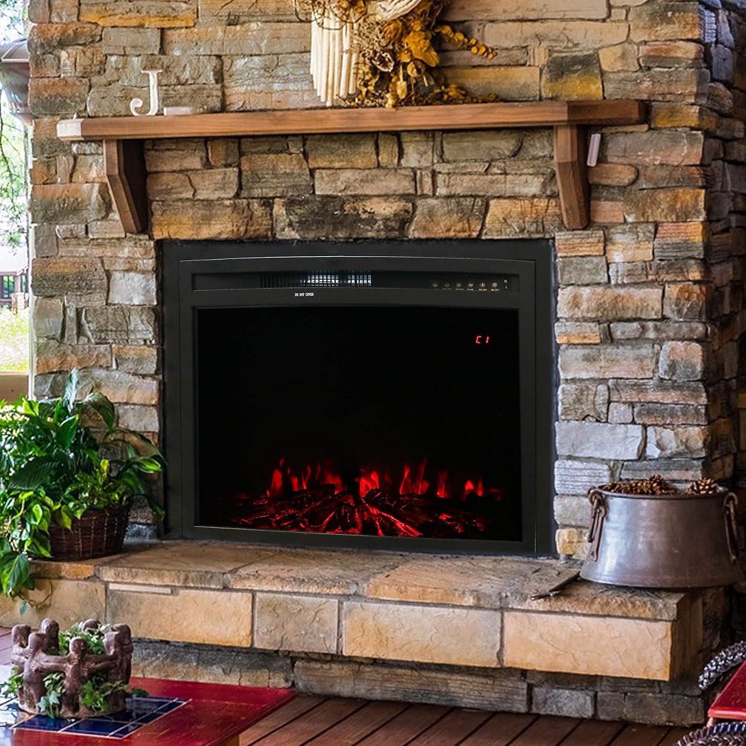 imageSunnydaze Cozy Warmth Indoor Electric Fireplace Insert Fake Fireplace Heater with 9 Color Options 23Inch23 in