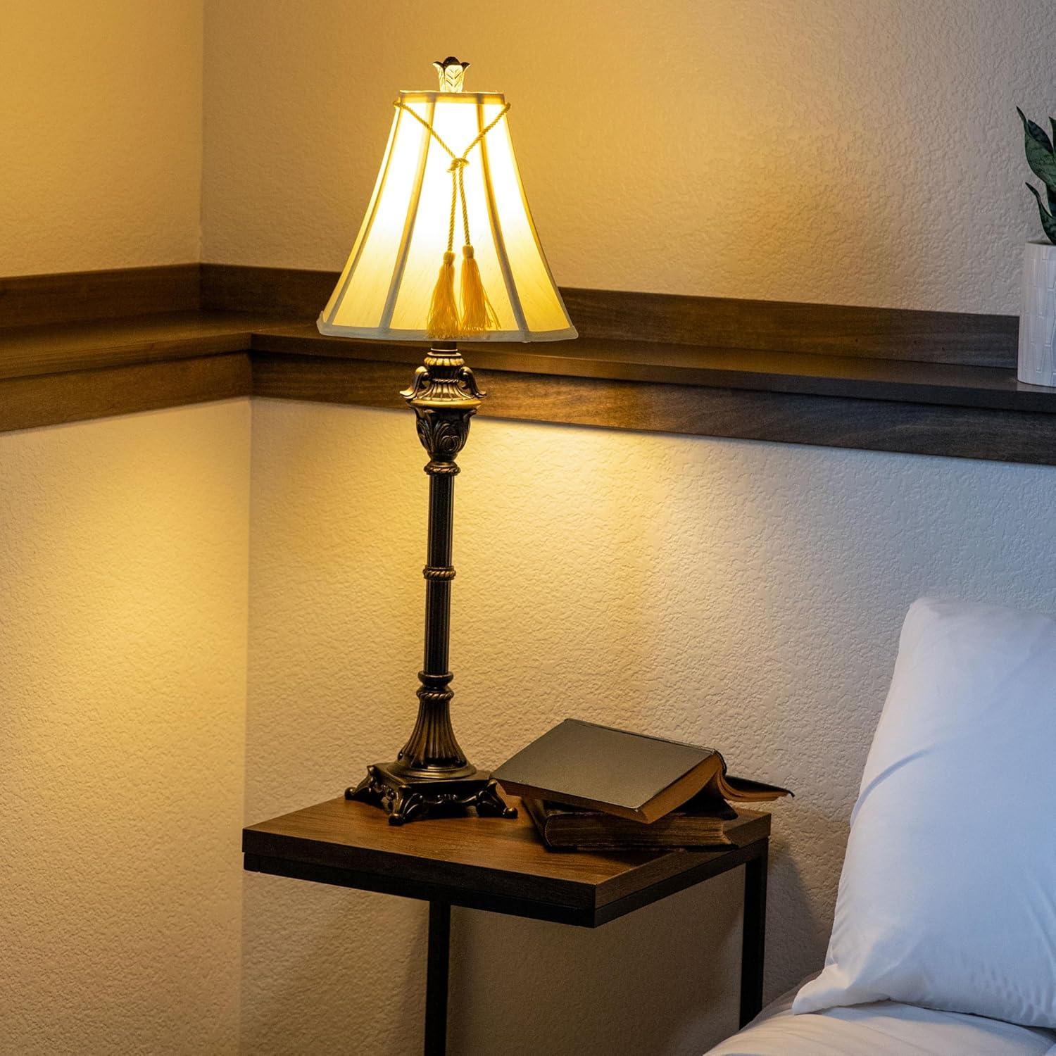 imageSunnydaze Home Grandeur Resin Accent Table Lamp Set of 22875quot H Tall Bedside Lamps with Bulb Included Plugin Electric