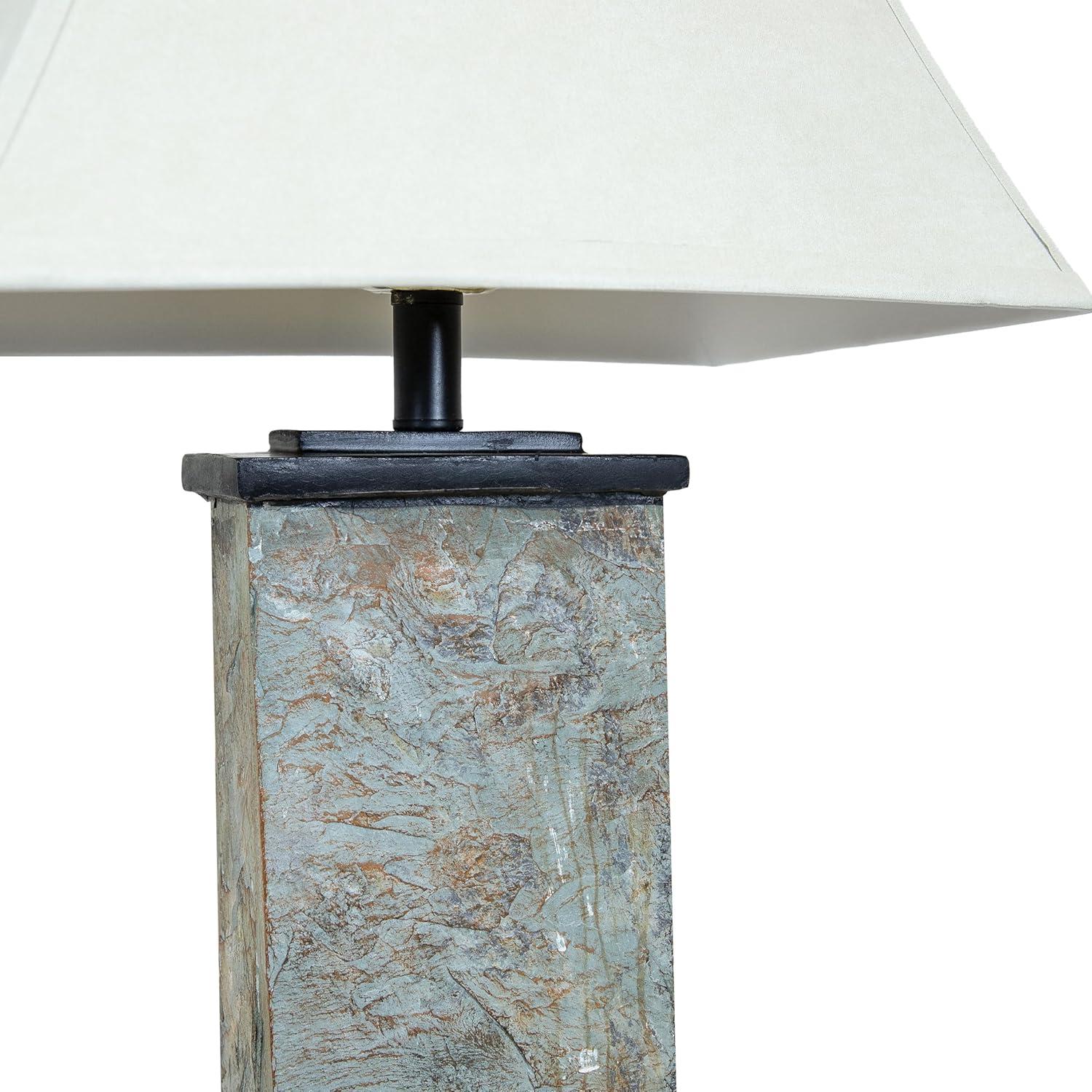 imageSunnydaze Timeless Abode Slate 3Piece Floor and Table Lamp Set Matching Indoor Stone Lamp Set of 3 Plugin Electric Bulb Included