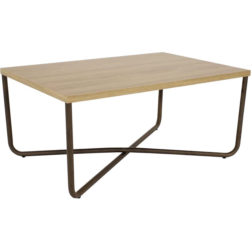 imageSunnydaze 16Inch H Industrial Coffee Table with Cross Legs  MDP Tabletop with PowderCoated Steel Frame and PVC Feet