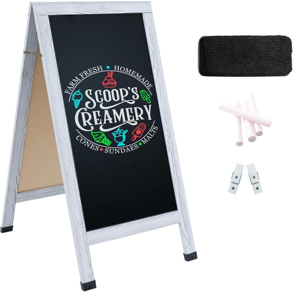 imageSunnydaze Magnetic AFrame Chalkboard Sign  DoubleSided Chalk Sandwich Board Sidewalk Sign  57quot x 275quot  Rustic BrownWhitewash