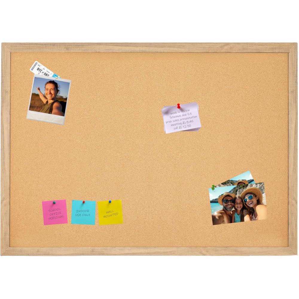 imageSunnydaze WallMounted Cork Board with Push Pins  4725quot x 355quot Decorative Framed Bulletin Board for School Home or Office