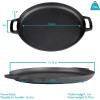 Sunnydaze 13.75-Inch Pre-Seasoned Cast Iron Pizza Pan with 2 Side Handles for Cooktop, Oven, and Grill