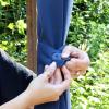 Sunnydaze 13-Inch Outdoor Curtain Tiebacks with Buttons – Spun Polyester with Resin Buttons – 2-Pack – Blue(Blue)