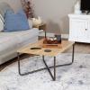 Sunnydaze 16-Inch H Industrial Coffee Table with Cross Legs – MDP Tabletop with Powder-Coated Steel Frame and PVC Feet