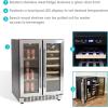 Sunnydaze 20-Bottle/63-Can Capacity Dual-Zone Wine and Beverage Refrigerator with Independent Temperature Control and LED Light