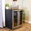 Sunnydaze 20-Bottle/63-Can Capacity Dual-Zone Wine and Beverage Refrigerator with Independent Temperature Control and LED Light