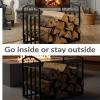 Sunnydaze 2-Foot Firewood Log Rack – Indoor/Outdoor Black Steel Decorative Fireplace Wood Storage Holder – 200-lb Capacity