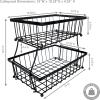 Sunnydaze 2-Tier Fruit Basket for Kitchen Counter – Metal Wire Rustic Storage Basket for the Countertop – Black – 15.25″ W
