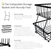 Sunnydaze 2-Tier Fruit Basket for Kitchen Counter – Metal Wire Rustic Storage Basket for the Countertop – Black – 15.25″ W