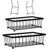 Sunnydaze 2-Tier Fruit Basket for Kitchen Counter – Metal Wire Rustic Storage Basket for the Countertop – Black – 15.25″ W