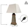 Sunnydaze 30″ Outdoor Table Lamp – Weather-Resistant Copper Trimmed Slate Light for Indoor or Outdoor Use – Cotton Lampshade