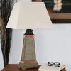 Sunnydaze 30″ Outdoor Table Lamp – Weather-Resistant Copper Trimmed Slate Light for Indoor or Outdoor Use – Cotton Lampshade