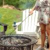 Sunnydaze 32-Inch Steel Fire Pit Poker with Wood Handle – for Indoor and Outdoor Use