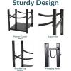 Sunnydaze 32″ Indoor Firewood Rack with Hooks for Tools – Outdoor Fireplace Log Holder for Wood Storage – 200-lb Capacity – Black(Black)