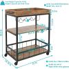 Sunnydaze 35-Inch 3-Tier Industrial Rolling Bar Cart for The Home – Wine and Glass Rack