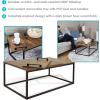 Sunnydaze 39-Inch W Industrial-Style Coffee Table with Removable Serving Tray with PVC Feet – Aluminum Tray Handles