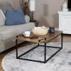 Sunnydaze 39-Inch W Industrial-Style Coffee Table with Removable Serving Tray with PVC Feet – Aluminum Tray Handles