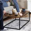 Sunnydaze 39-Inch W Industrial-Style Coffee Table with Removable Serving Tray with PVC Feet – Aluminum Tray Handles