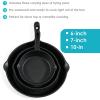 Sunnydaze 3-Piece Pre-Seasoned Heavy-Duty Cast Iron Skillet Set – 6-Inch, 7-Inch, and 10-Inch Black Metal Frying Pans