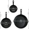 Sunnydaze 3-Piece Pre-Seasoned Heavy-Duty Cast Iron Skillet Set – 6-Inch, 7-Inch, and 10-Inch Black Metal Frying Pans