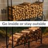 Sunnydaze 8‑Foot Firewood Rack – Outdoor Wood Storage – Black Heavy‑Duty Log Holder Wood Rack for Firewood – 1500-lb Capacity