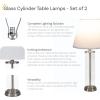 Sunnydaze Cylinder Glass Table Lamp Set of 2 with Shade – 27.75″ H – Indoor Modern Accent Lamps with Clear Base – Plug-in Electric