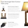 Sunnydaze Open Rectangle Side Table Lamp for Living Room – Slate Indoor or Outdoor Table Lamp – 31″ H – Plug-in Electric
